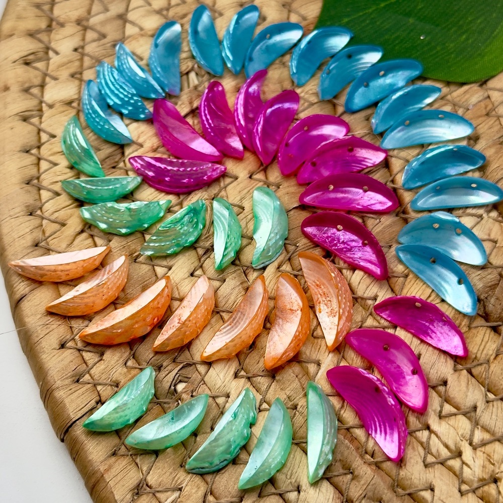 BULK Mother of Pearl Dyed PEARLIZED TOP Shell Connector Beads DIY JEWELRY MAKING